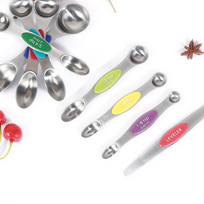 Magnetic Measuring Spoons Set Stainless Steel Stackable Dual Sided