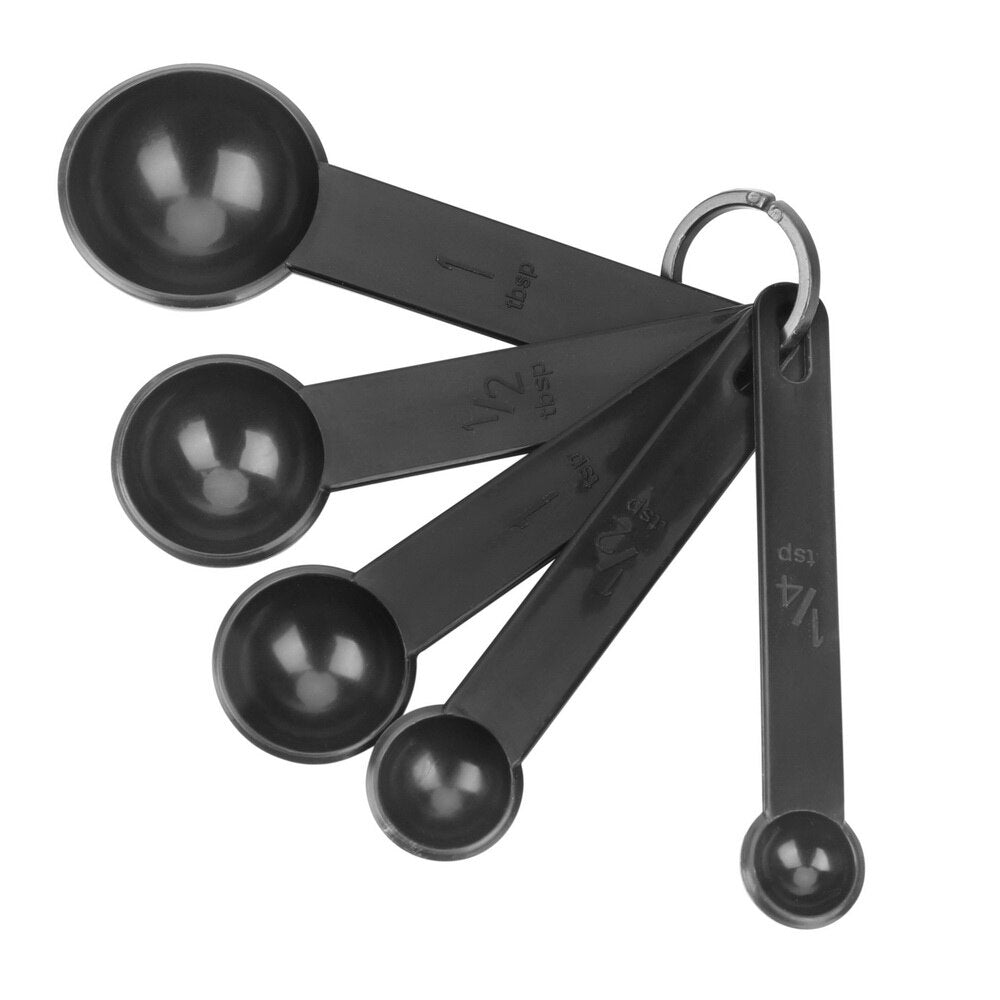 New Arrival 10pcs Black Plastic Measuring Spoons Cups Measuring
